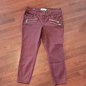 Torrid Women's Burgundy Jeans with Zipper Accents
